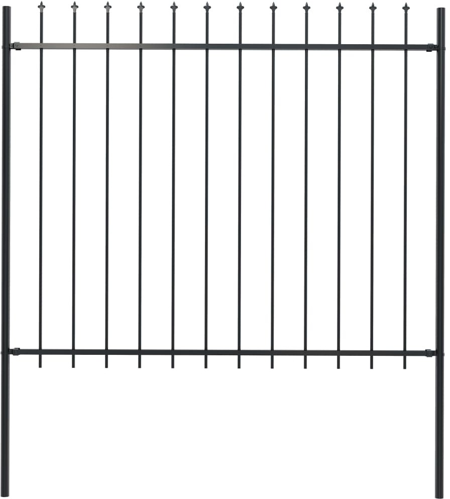 Panel ogrodzeniowy z grotami, stal, 1,7 x 1,5 m, czarny