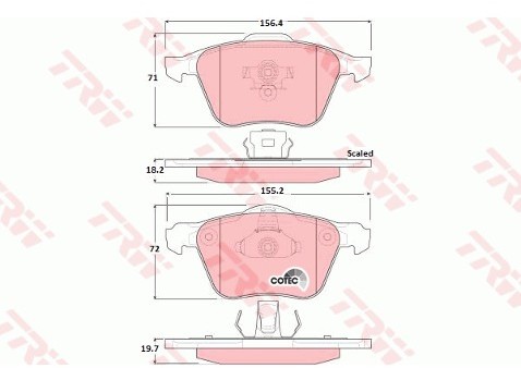 TRW Zestaw klocków hamulcowych, hamulce tarczowe GDB1576