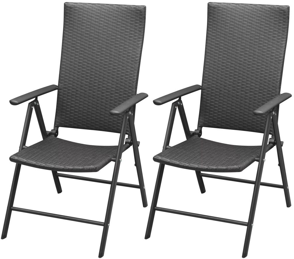 vidaXL Krzesła ogrodowe, 2 sztuki, polirattan, aluminium, czarne