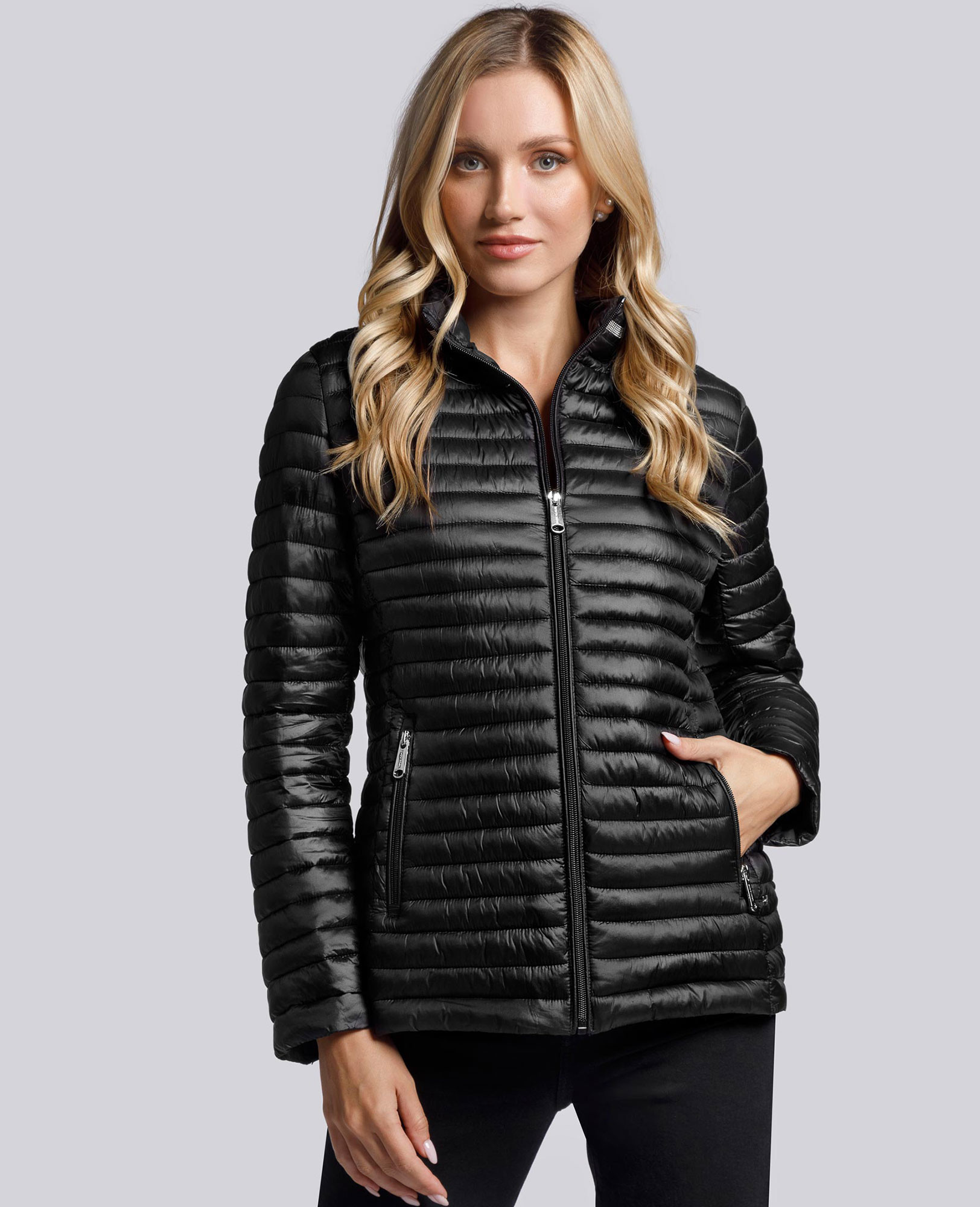 Wittchen Damska kurtka pikowana z ozdobną stójką 93-9N-100-1