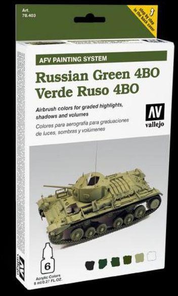 Vallejo Zestaw farb 6x8ml AFV Camouflage System: Russian Green 4BO Armour Vallejo 78403