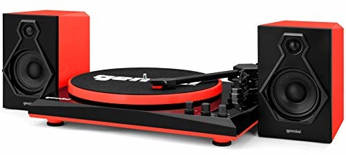 Gemini TT-900BR Stereo Turntable Music System with Bluetooth input & Dual Stereo Speakers (Black/RED) TT-900BR