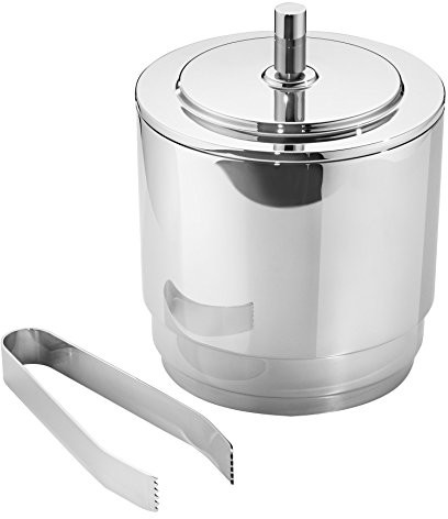 Georg Jensen Manhattan  wiaderko na lód ze szczypcami  polerowana stal nierdzewna  1,5 litra  Wysokość 18,1 cm  14,6 cm 3586086