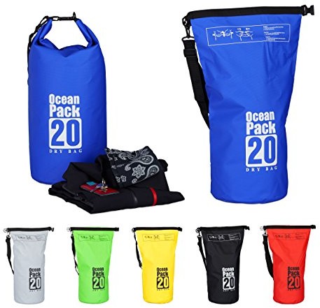 Relaxdays Ocean Pack, 20L, wodoszczelny plecak, ultralekki Dry Bag f. kajak, rafting, żeglarstwo, narty, snowboard, niebieski, 20L 10022784_45