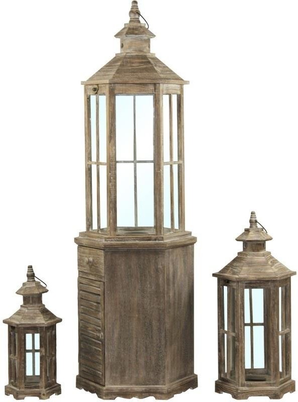 Zdjęcia - Figurka / świecznik Lampion Candela , drewno szkło, 76639