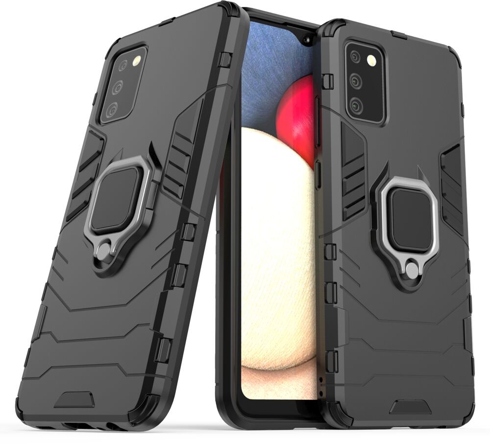 Hurtel Ring Armor pancerne hybrydowe etui pokrowiec + magnetyczny uchwyt Samsung Galaxy A03s (166,5) czarny
