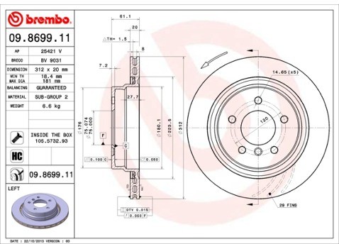 BREMBO Tarcza hamulcowa 09.8699.11