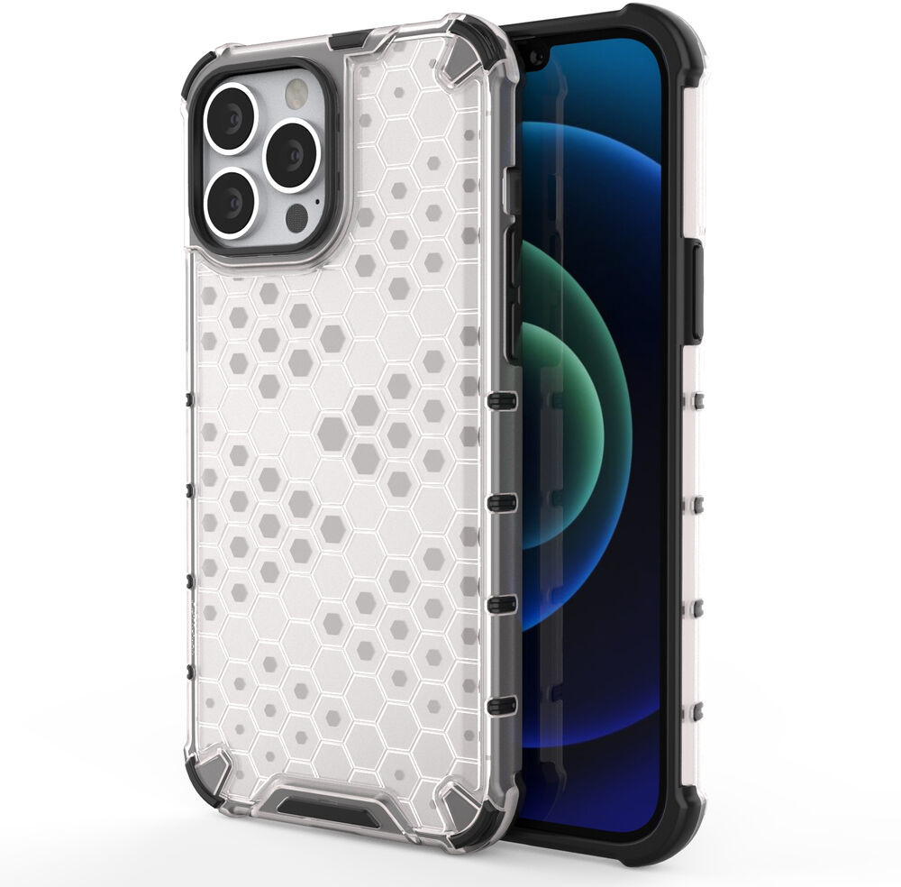 Hurtel Honeycomb etui pancerny pokrowiec z żelową ramką iPhone 13 Pro Max przezroczysty