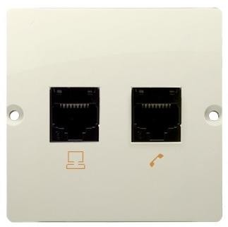 Kontakt Simon Kontakt Simon Basic moduł Gniazdo komputerowe RJ45 + telefoniczne RJ11 kat.5e beżowy BMF5T.02/12 BMF5T.02/12