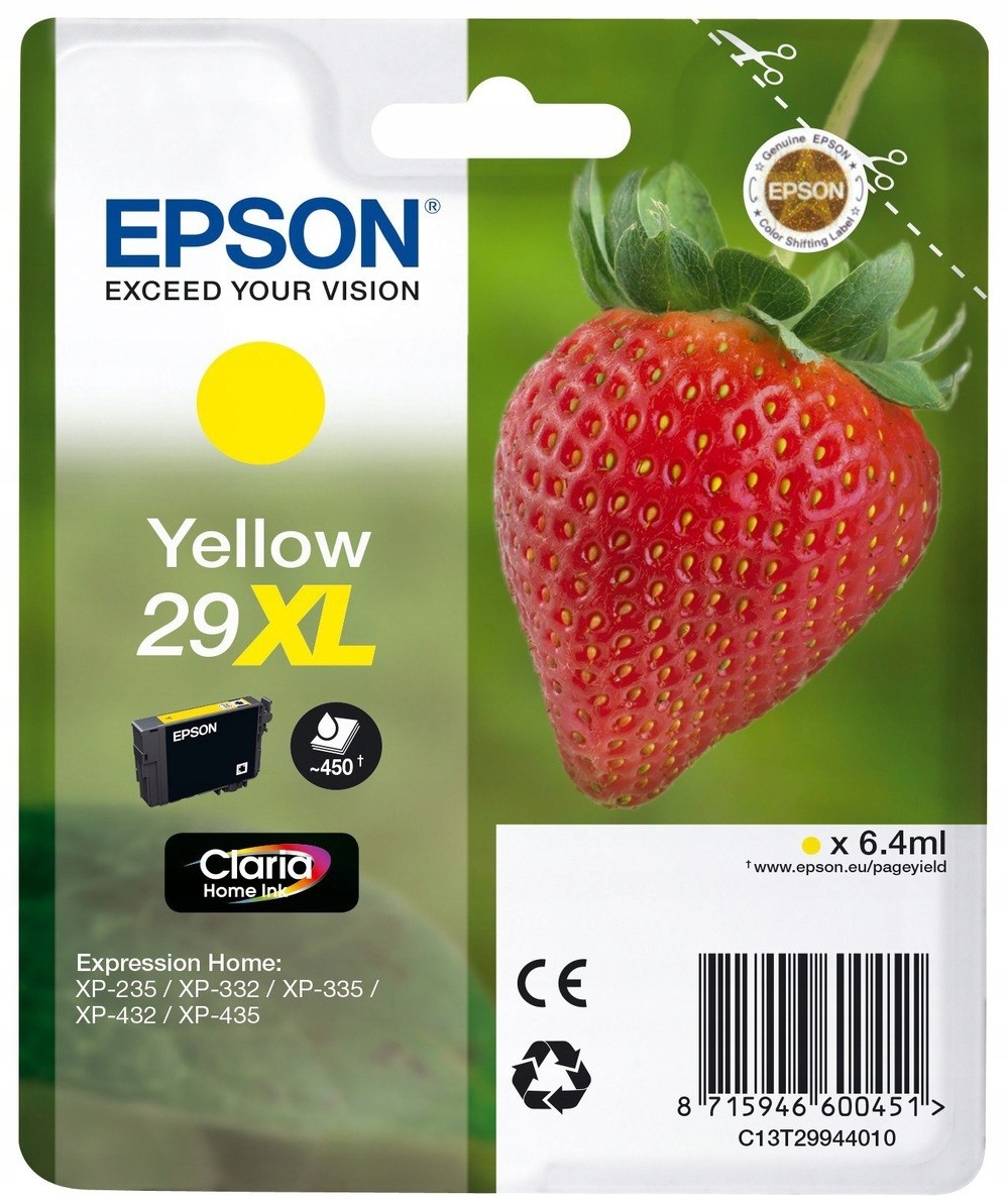 Фото - Картридж Epson 29XL  tusz żółty, zwiększona pojemność, oryginalny (T2994)