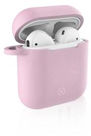 Apple Etui Pokrowiec Celly Aircase pro AirPods + nástavce do uší AIRCASEPK) Różowe
