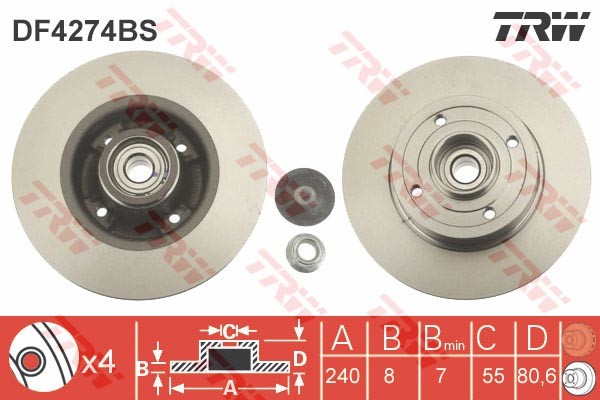 TRW Tarcza hamulcowa DF4274BS