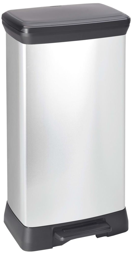 Curver Kosz na śmieci Deco z pedałem, 50 L, srebrny, 02162-582-25 Keter