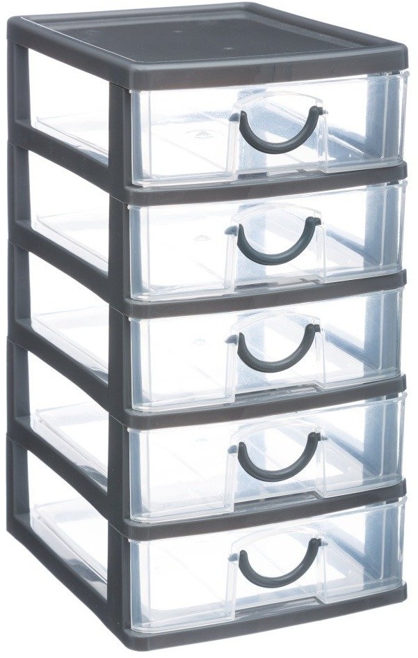 5five Simple Smart Organizer na drobiazgi z 5 szufladkami 13 x 16 x 26 cm kolor szary B079TRFG9Q