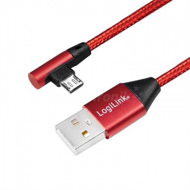 LogiLink micro USB 1.0m kątowy czerwony CU0150