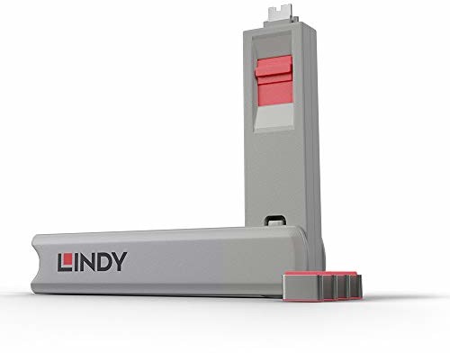 LINDY LINDY 40425 klucz blokujący port USB typu C, czerwony - opakowanie 4 szt. 40425