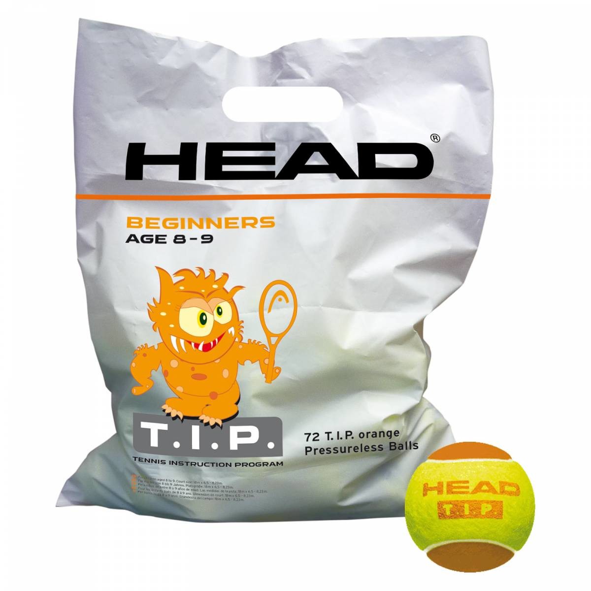 Head Piłka tenisowe worek 72B TIP ORANGE POLYBAG - 72 sztuki TPH-050 - 578270 (TPH-050 / 578270)