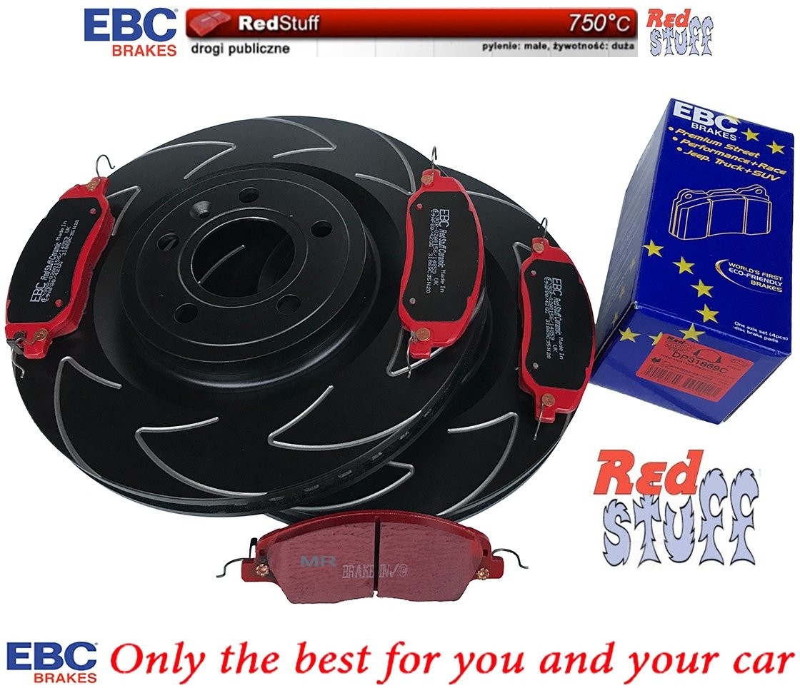 EBC Brakes Przednie klocki RedStuff + NACINANE tarcze hamulcowe 336mm EBC seria BSD Ford Mustang 2011-2014 BSD7546+DP31869C