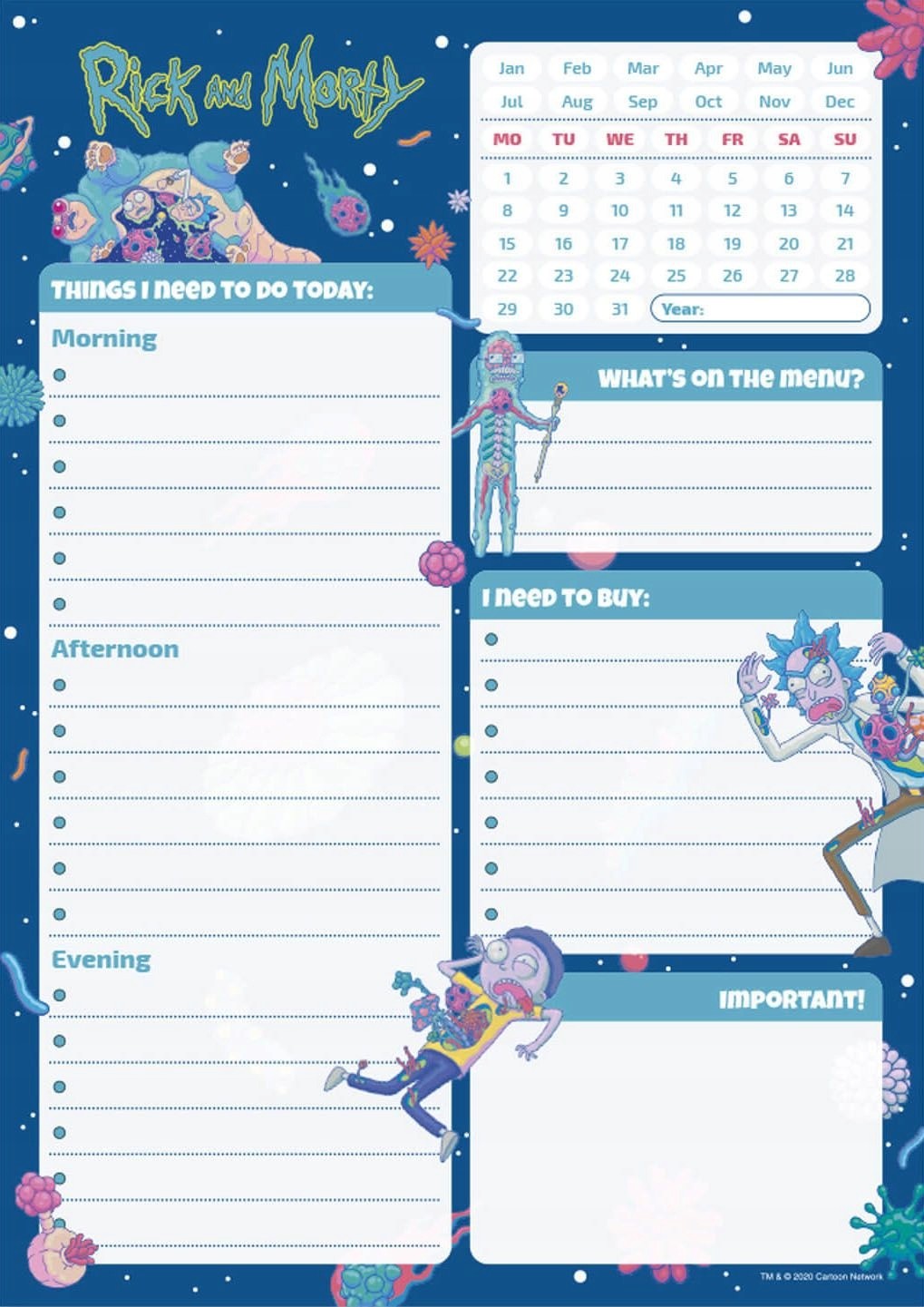 Rick and Morty virus filmowy planer dzienny A5