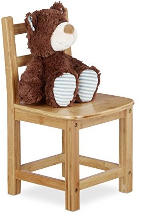 Relaxdays Krzesło RUSTICO wykonana z bambusa, dziecięcy  dla dziewcząt i chłopców, pokój dziecięcy, HBT krzesła: ok. 50 x 28,5 x 28 cm, naturalny 10020261
