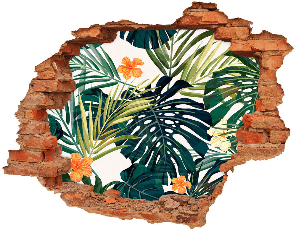 Wallmuralia.pl Okleina 3D dziura naklejka Tropikalne liście
