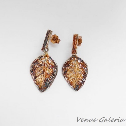 Kolczyki srebrne - Liść L9 33