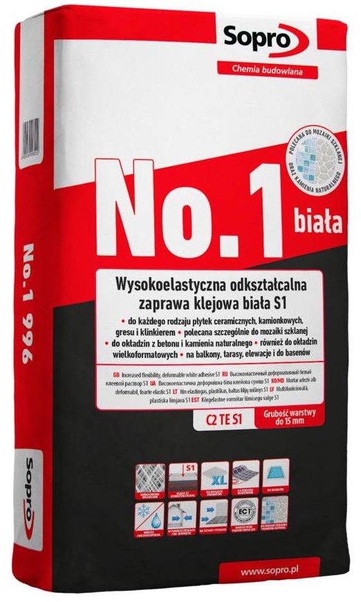 Sopro Zaprawa klejowa NO1 S1 BIAŁA 22.5 KG