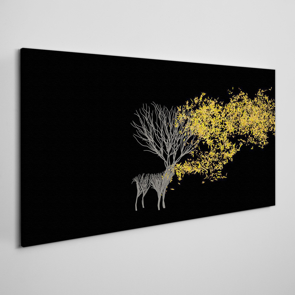 PL Coloray Obraz Canvas Abstrakcja Liście Jelenie 120x60cm