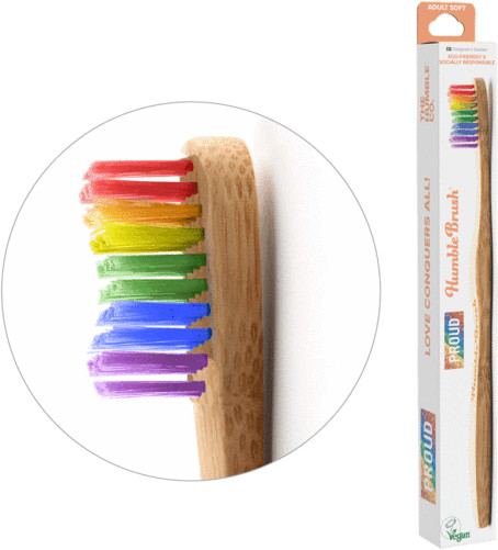 Humble Brush Soft - ekologiczna szczoteczka z bambusa do zębów z tęczowym (PROUD) włosiem (miękka)