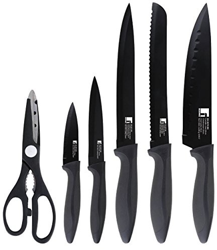 Bergner BERGNER zestaw q1968 Osaka  DE 5 cuchillos Y Tijeras, 1 cm, Color negro BG-9075-BK