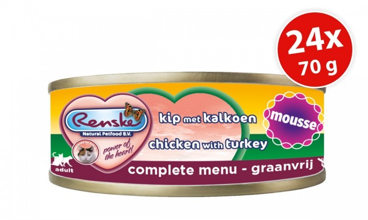 RENSKE NATURAL PETFOOD Renske Cat fresh meat chicken with turkey - kurczak z indykiem, pełnoporcjowa, mus (70g)