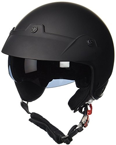 protectWEAR Kask motocyklowy H740 z wizjerem przeciwsłonecznym i daszkiem, m, mat/czarny H740-M