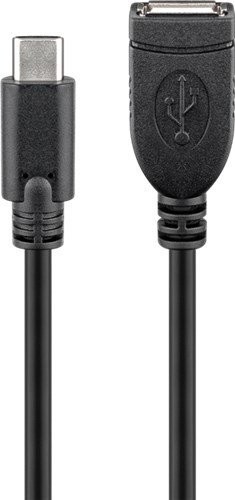 Goobay Kabel przedłużający USB-C (TM), czarny kabel przedłużający; USB-C (TM), czarny, 0.2 m  odpowiedni do urządzeń ze złączem USB-C (TM)