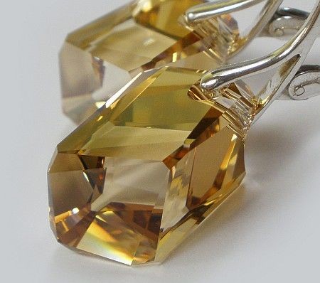 Swarovski duże kolczyki GOLDEN CUBIC CERTYFIKAT