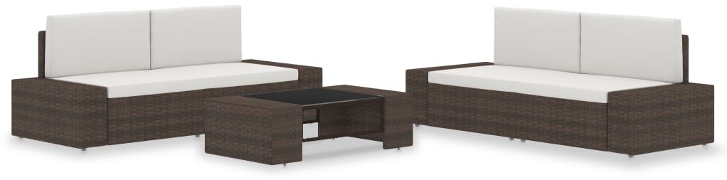 vidaXL 5-cz. zestaw wypoczynkowy do ogrodu, rattan PE, brązowy