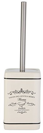 axentia Lissabon szczotka WC, wykonana z ceramiki oraz metalu, pojemnik z nadrukiem, wymiary: 10,5 x 10,5 x 37 cm, kolor: postarzana biel 122152