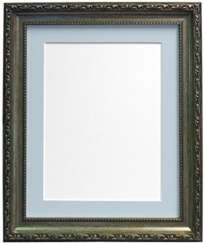 Frames by Post Ramki by Post ramka na zdjęcia z Niebieski passe-partout i szkło z tworzywa sztucznego do 15 X 10  rozmiar obrazu w calach, srebrny, 30 MM szerokości, 50 x 40 cm AP3025SILVERFRAMEWITHBLUEMOUNT50401510