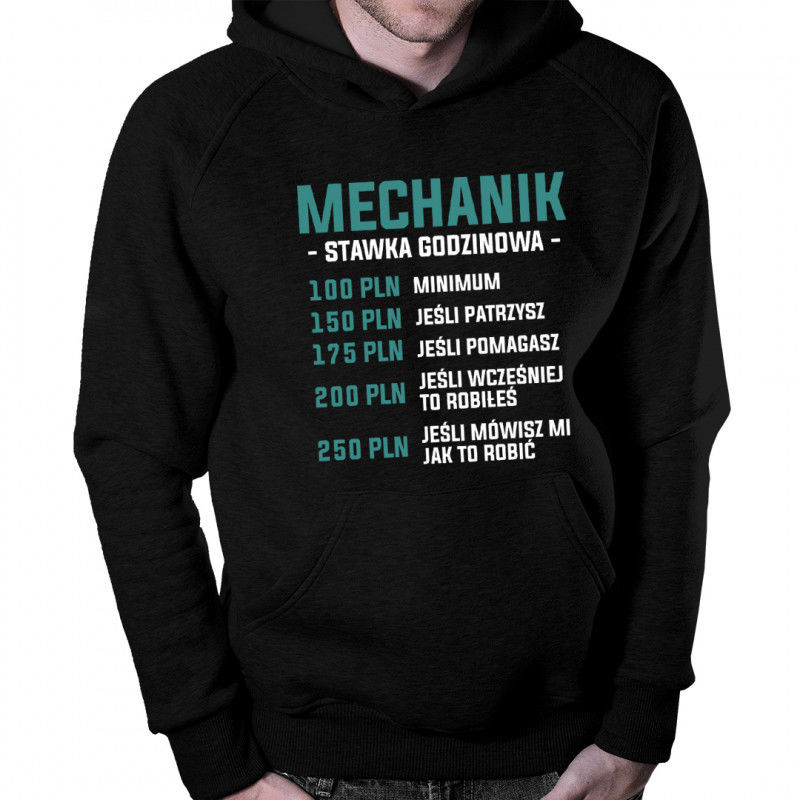 Koszulkowy Mechanik - stawka godzinowa - męska bluza z nadrukiem