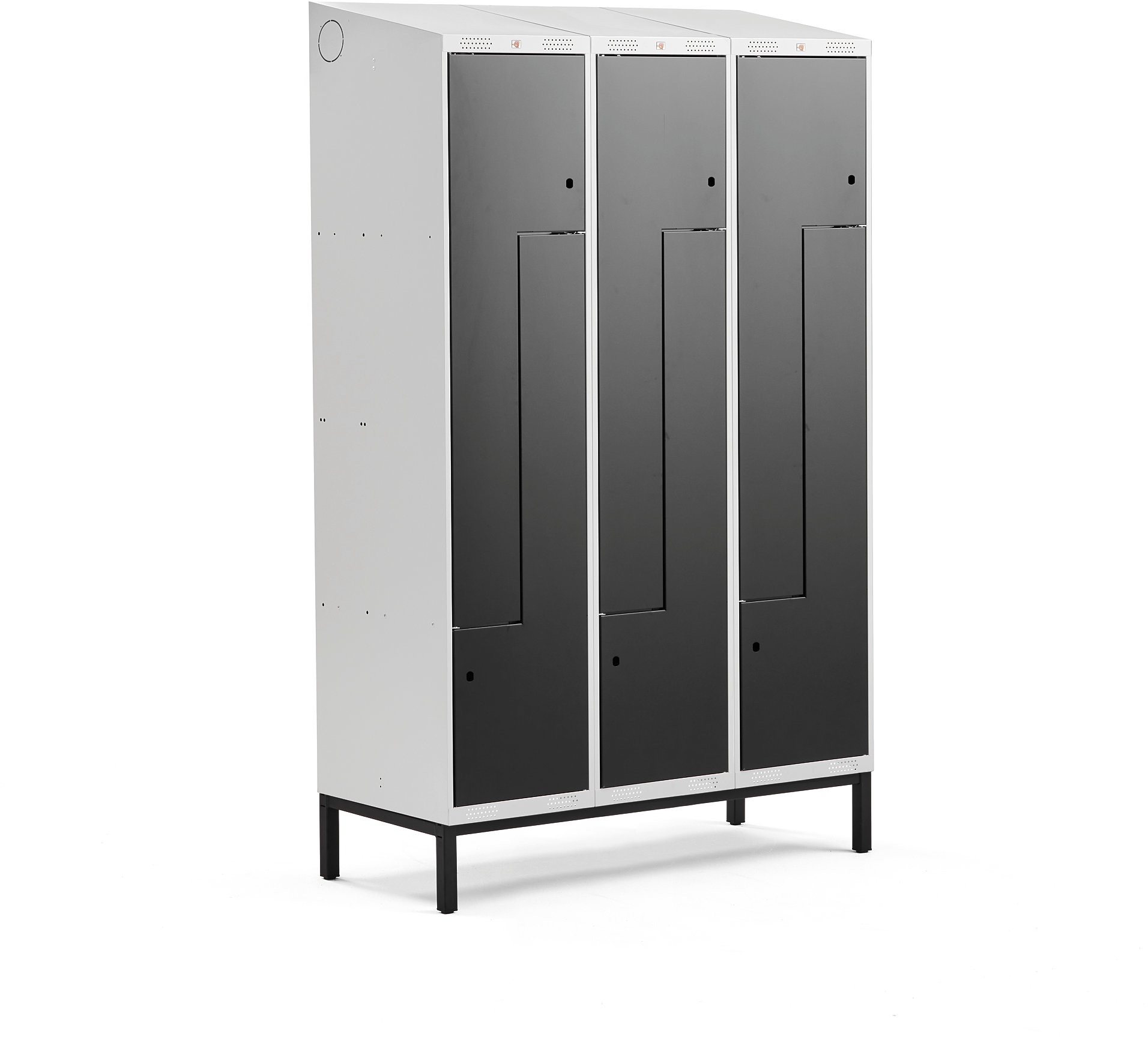 AJ Produkty Szafka ubraniowa typu Z, CLASSIC, na nóżkach, 3 moduły, 6 drzwi, 2100x1200x550 mm, czarny