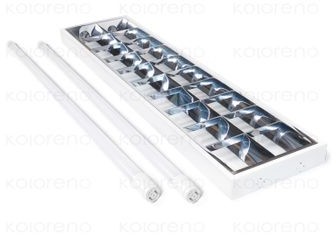 KOLORENO Zestaw 1X Oprawa Rastrowa Natynkowa 2X120Cm + 2X Świetlówka Led 18W 3000K KPL-RASTR_2X120N-BC