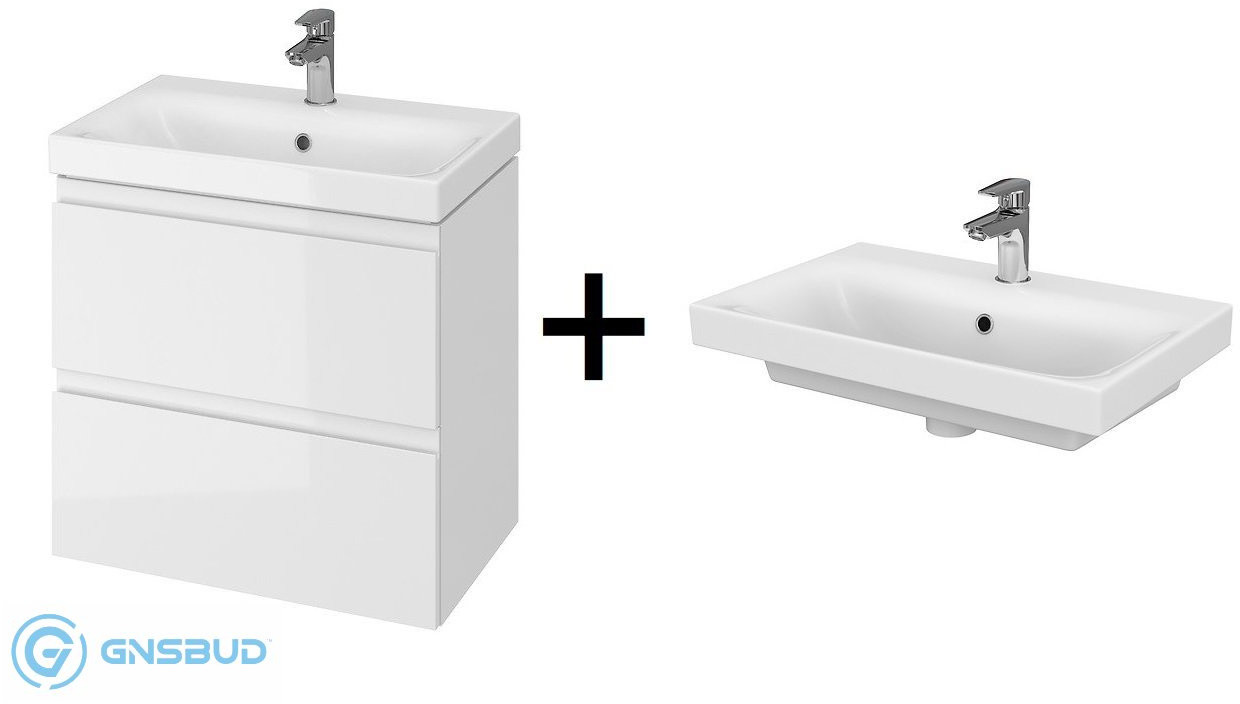 Cersanit Moduo Slim SET 981 Zestaw Umywalka meblowa 60x38 cm z szafką podumywalkową biały S801-227
