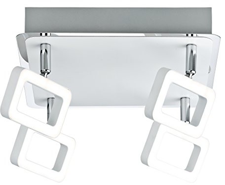 Paulmann 4-punktowa LED świecą 66641 A + + to D, reflektor Frame, metalowy, 4.5 W, biały mat/chrom, 25 x 25 x 13.1 cm 66641