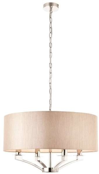 Endon Klasyczna LAMPA wisząca VIENNA 70074 Endon abażurowa OPRAWA okrągły ZWIS na łańcuchu polerowany nikiel beżowy 70074