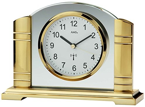 AMS unisex Stand zegarki radio analogowe szkło mineralne 14 x 19 cm złota 5143 F5143