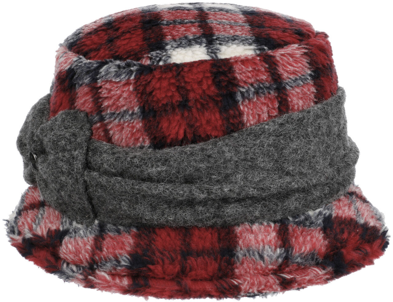 Kapelusz Damski Check Bucket by Lierys, czerwony, One Size