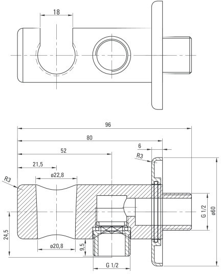 Deante Cascada Titanium Przyłącze kątowe z uchwytem tytanowe NACD51K