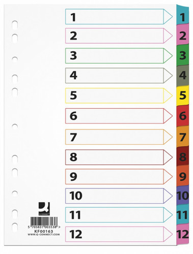 Q-Connect Przekładki A4 mylar 1-12 KF00163