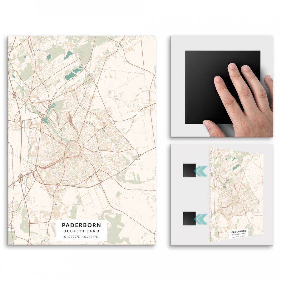 Pix4home Plakat metalowy Mapa Vintage Paderborn L POS-L-03351