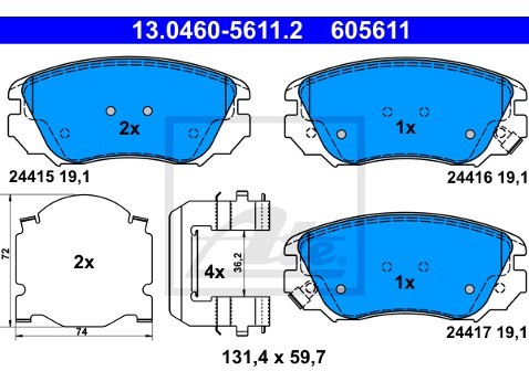 ATE Klocki hamulcowe - komplet 13.0460-5611.2