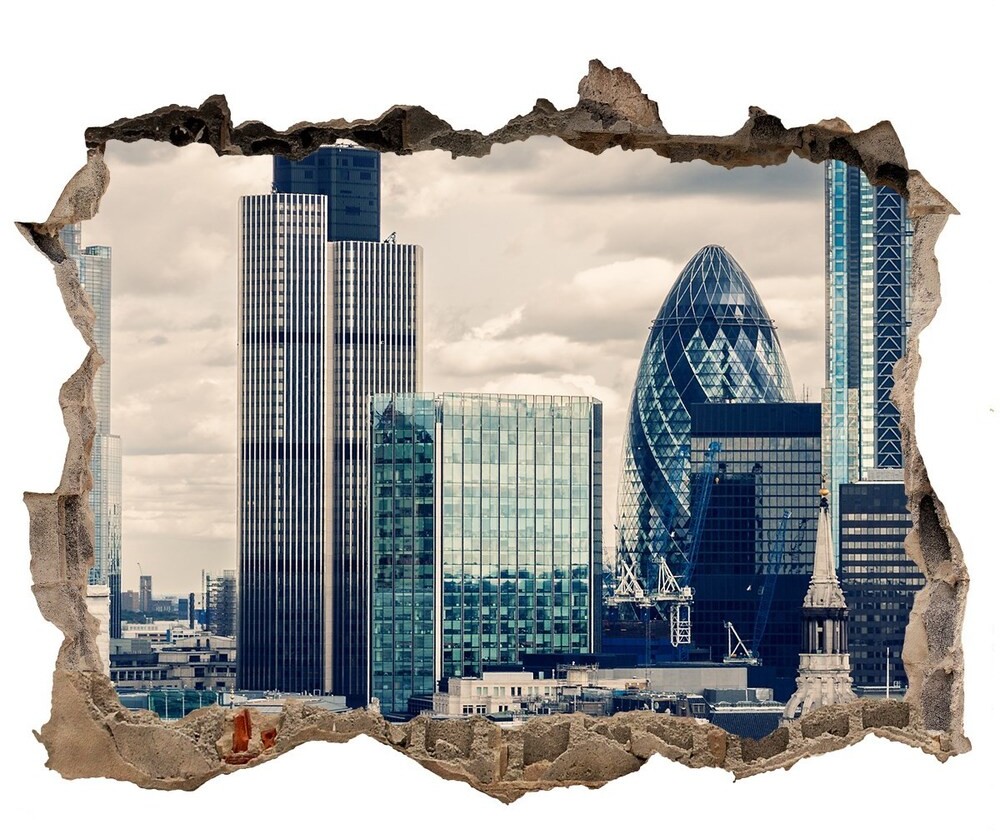 Wallmuralia.pl Fototapeta dziura na ścianę 3d Drapacze chmur